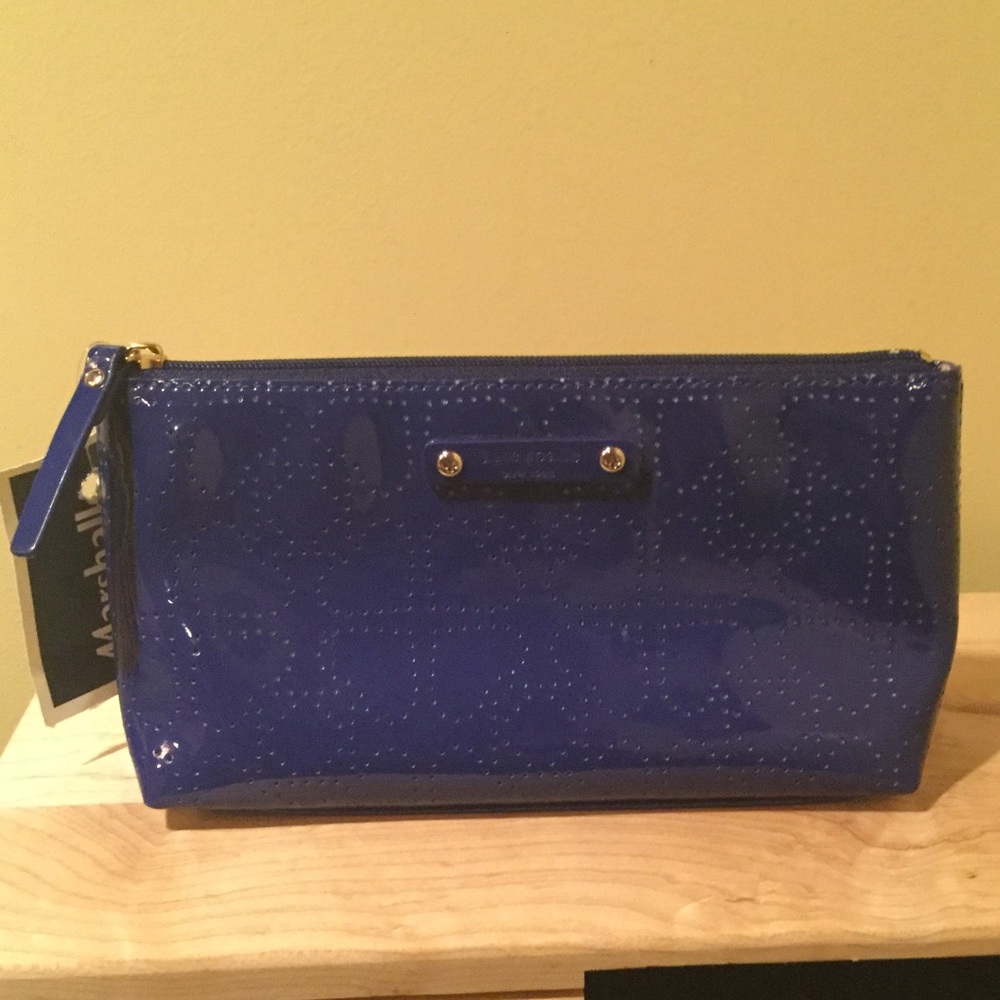 NWT Kate Spade Blue Patent Leather Cosmetic Bag
